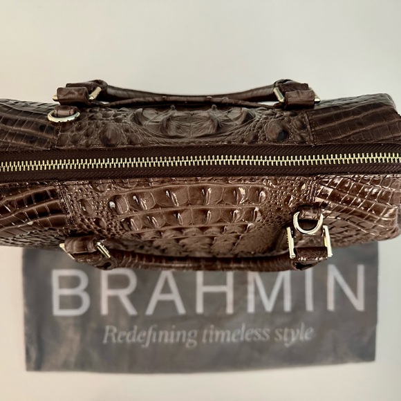 Brahmin Chocolate Crocodile Embossed Shoulder Purse - Picture 8 of 8